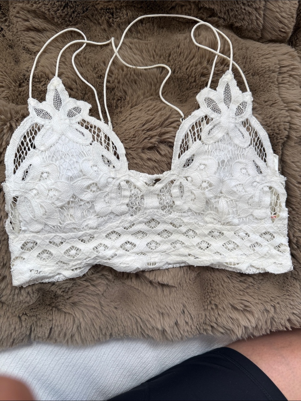 White Floral Lace Bralette with Crochet Detail
